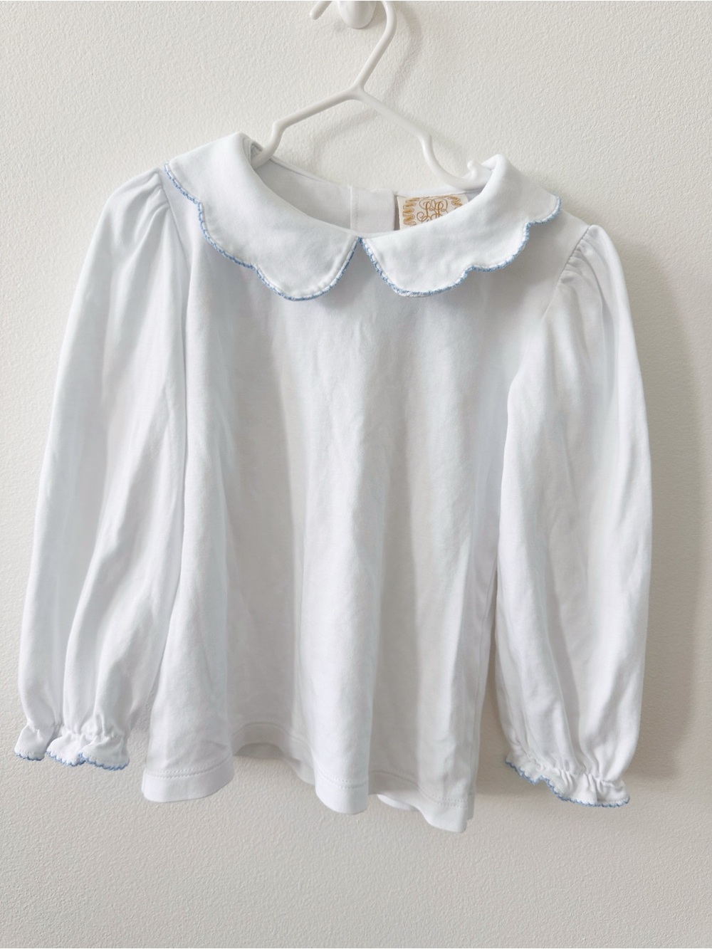 The Beaufort Bonnet Company White Long-Sleeve Top with Blue Trim